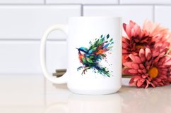 Colorful Bird with Flowers PNG Product Image 2