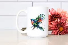 Colorful Bird with Flowers PNG Product Image 2
