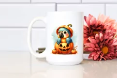 Cute Baby Macaw with Halloween Pumpkin PNG Product Image 2