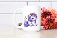 Cute Baby Unicorn Violet Clipart Product Image 2