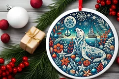 Round Christmas Ornament Sublimation|Clipart Product Image 1