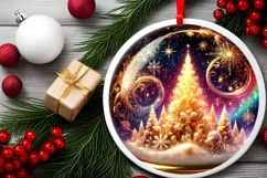 Round Christmas Ornament Sublimation|Clipart Product Image 1