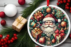Round Christmas Ornament Sublimation|Clipart Product Image 2