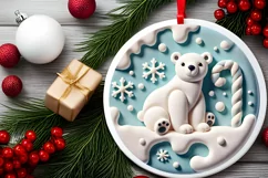 Round Christmas Ornament Sublimation|Clipart Product Image 2