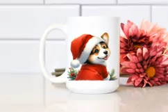 Cute Pembroke Welsh Corgi with Santa Hat PNG Product Image 2