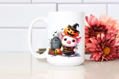 Vibrant Watercolor Cute Baby Pig Dressed for Halloween | Product Image 2