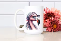 Funny Flamingo Portrait with Scarf and Sunglasses | Product Image 2