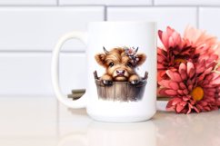 Cute Baby Highland Cow Watercolor PNG Product Image 2