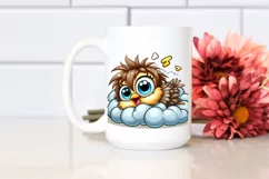 Cute Cartoon Baby Sparrow Napping on Cloud PNG Product Image 2