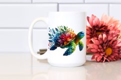 Vibrant Turtle with Flowers PNG Product Image 2