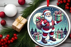 Round Christmas Ornament Sublimation|Clipart Product Image 1