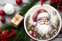 Watercolor Christmas Santa Round Ornament PNG Product Image 2