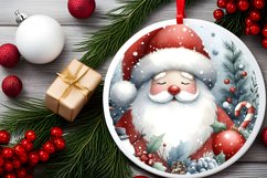 Watercolor Christmas Santa Round Ornament PNG Product Image 2