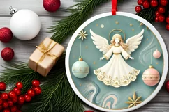 Round Christmas Ornament Sublimation|Clipart Product Image 1