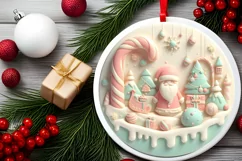 Round Christmas Ornament Sublimation|Clipart Product Image 2