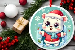 Round Christmas Ornament Sublimation|Clipart Product Image 2