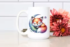 Colorful Watercolor Cute Baby Fox Clipart Product Image 2