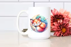 Colorful Watercolor Cute Baby Fox Clipart Product Image 2