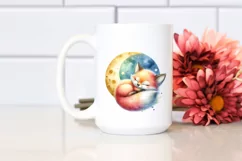 Colorful Watercolor Cute Baby Fox Clipart Product Image 2