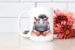 Washed Hippo Portrait with Vintage Diva Look | Sublimation Product Image 2