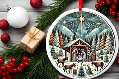 Round Christmas Ornament Sublimation|Clipart Product Image 1