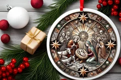 Round Christmas Ornament Sublimation|Clipart Product Image 1