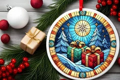 Round Christmas Ornament Sublimation|Clipart Product Image 1