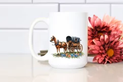 Vintage Horse Wagon with Fireworks Clipart Product Image 2