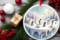 Watercolor 3D Penguins Christmas Sublimation PNG Product Image 2