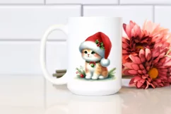 Cute Sitting Cat in Santa Hat PNG Product Image 2