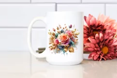 Colorful Bouquet with Gold Foil | Clipart Product Image 2