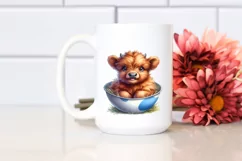 Cute Baby Highland Cow Smiling and Sitting in Pocket Product Image 2