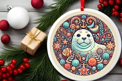 Round Christmas Ornament Sublimation|Clipart Product Image 1