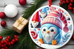 Round Christmas Ornament Sublimation|Clipart Product Image 1