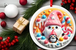 Round Christmas Ornament Sublimation|Clipart Product Image 1