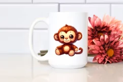 Vibrant Plush Monkey Cute Baby | Summer Sticker Clipart Product Image 2
