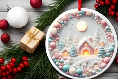 Pastel Christmas Candy Round Sublimation PNG Product Image 2