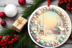 Pastel Christmas Candy Round Sublimation PNG Product Image 2