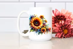 Colorful Vibrant Drawing with Sunflowers PNG Product Image 2