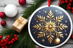 Round Christmas Ornament Sublimation|Clipart Product Image 2
