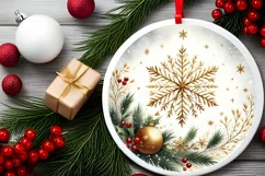 Round Christmas Ornament Sublimation|Clipart Product Image 2