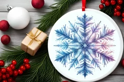 Snow Flake Christmas Round Cute Ornament Sublimation Product Image 2