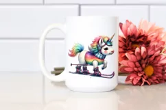 Baby Unicorn with Skis PNG Product Image 2