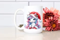 Cute Baby Unicorn as Santa PNG Product Image 2