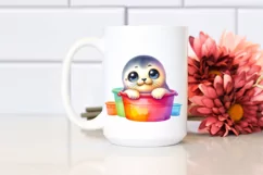 Cute Colorful Baby Ringed Seal in Colorful Bucket Product Image 2