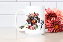 Watercolor Dachshund Big Eyes Pop Singer Head Wreath Product Image 2