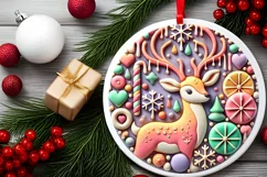 Round Christmas Ornament Sublimation|Clipart Product Image 1