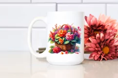 Colorful Basket with Begonia | Sublimation | Clipart Product Image 2