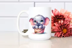 Colorful Baby Elephant Bucket | Sublimation | Clipart Product Image 2