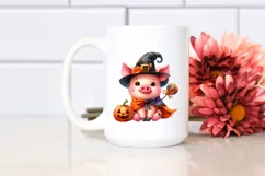 Vibrant Halloween Baby Pig Scenery | Clipart Product Image 2
